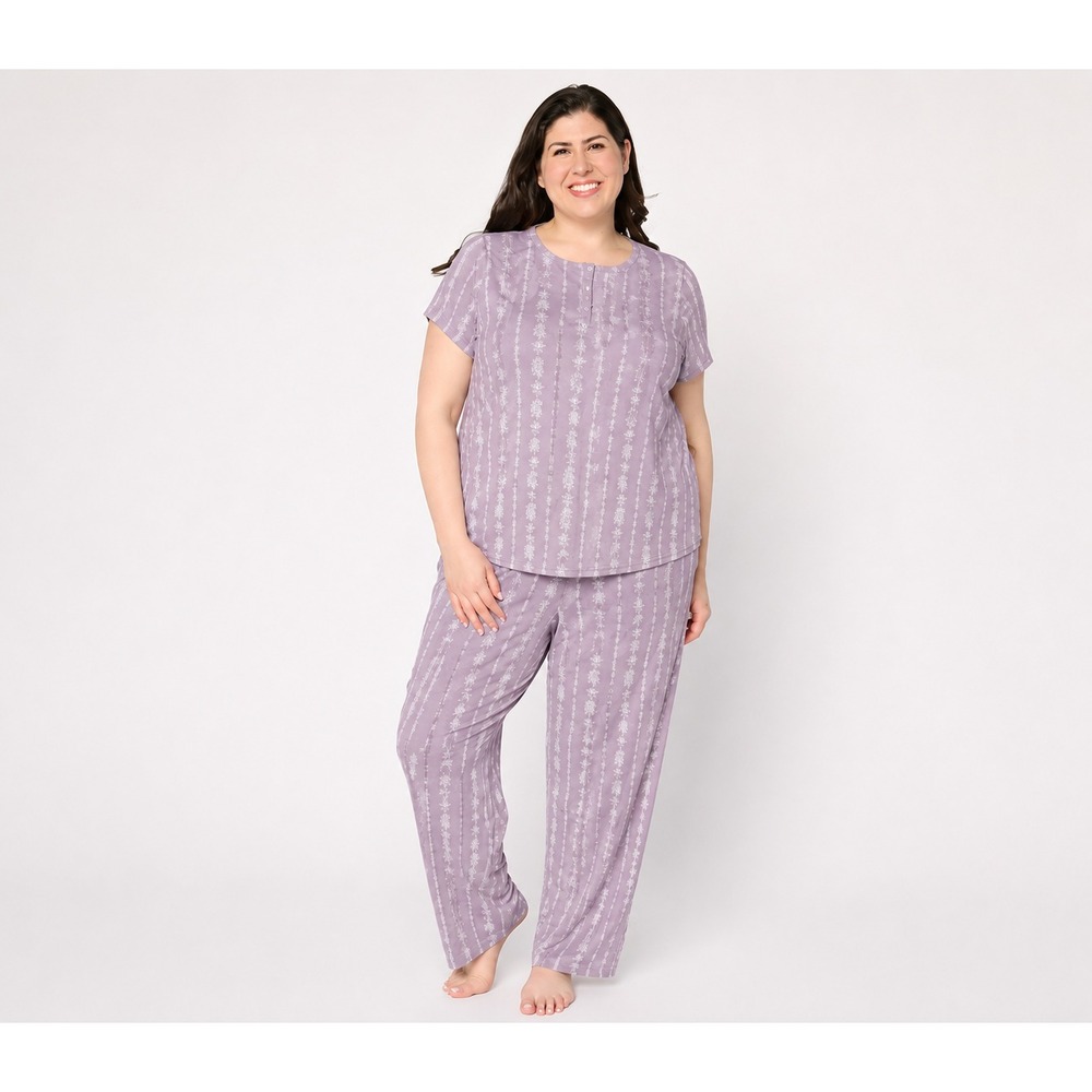 Berkshire Homewear Petite Silky Smooth Henley and Pant Pajama Set ,Petite 1X
